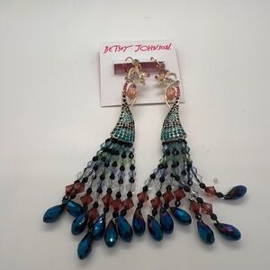 Peacock earrings Betsey Johnson